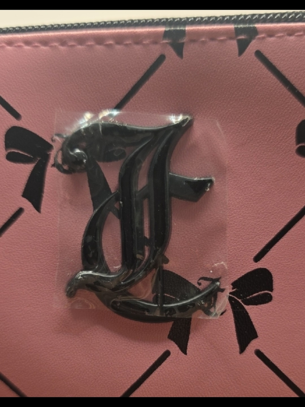 Juicy Couture Pink Cosmetic Pouch with Black Bow Print - Picture 2 of 8